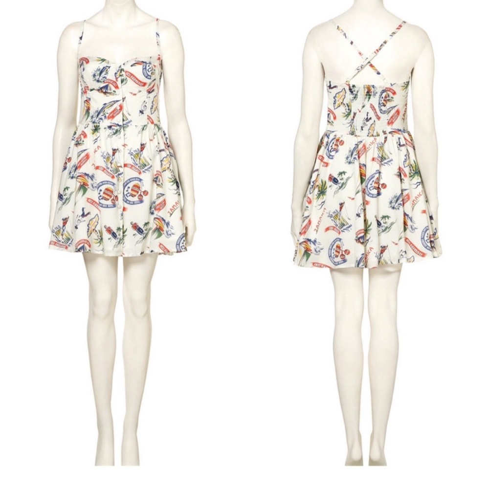 White Multi-Print Jamaica Summer Dress